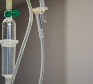 close up of the hose of an intravenous drip device